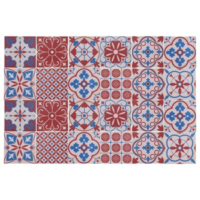 Unique Bargains PVC Tile Stickers 3.94"x3.94" Blue Wine Red 24 Pcs
