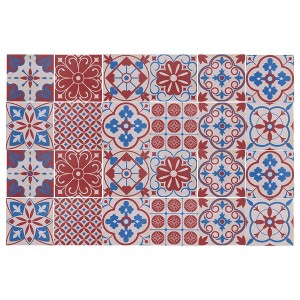 Unique Bargains PVC Tile Stickers 3.94"x3.94" Blue Wine Red 24 Pcs - 1 of 4