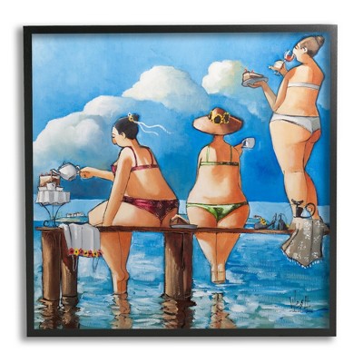 Stupell Industries Whimsical Summer Beach Ladies Framed Giclee Art