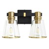 POWLIG 13.77-in 2-Light Black&Gold Modern Dimmable Vanity Light with Cone Clear Glass Shade Suitable for Bathroom Living Room - 2 of 4