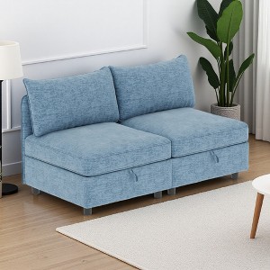 2-Seater Mid-Century Loveseat Sofa with Storage - 1 of 4