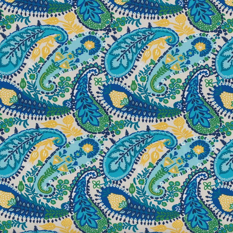 Set of 2 Outdoor/Indoor Wicker Seat Cushions Amalia Paisley Blue - Pillow Perfect, 5 of 6