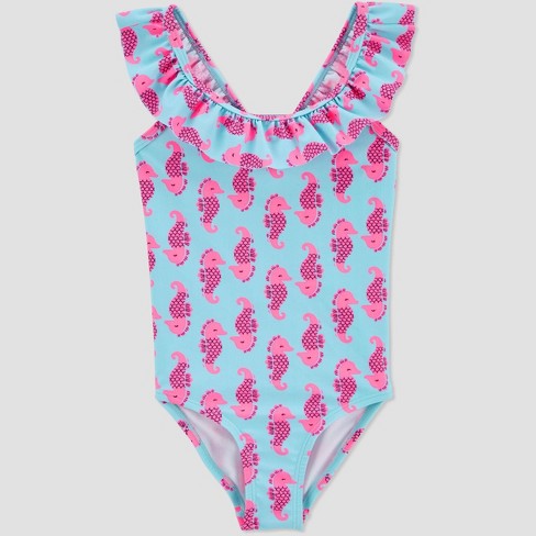 Baby Girls Seahorse One Piece Swimsuit Just One You Made By Carter S Blue Target