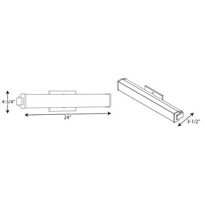 Sleek Modern 24" LED Brushed Nickel Acrylic Linear Bath Light