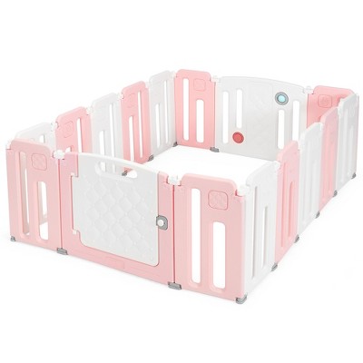 Image of Costway 16 Panels Baby Safety Playpen Kids Safety Activity Play Center w/ Drawing Board