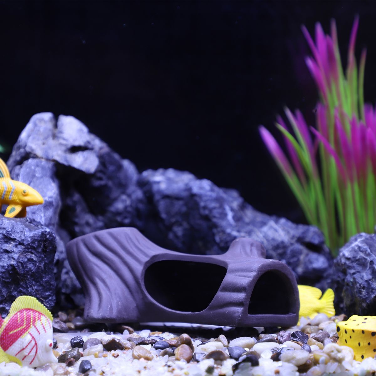 Unique Bargains Ceramic Aquarium Hideaway Rock Cave Fish Tank Decoration Brown 5.16"x3.05"x2.19" - thumbnail 3