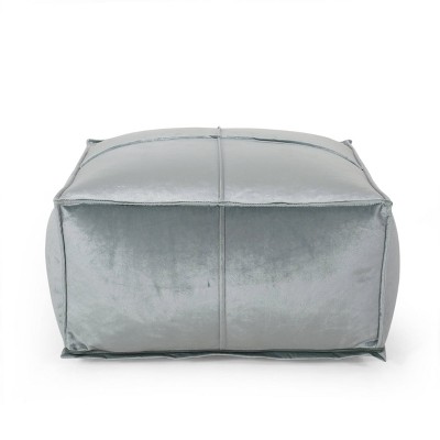 Nakisha Modern Glam Velvet Square Bean Bag Ottoman - Christopher Knight Home
