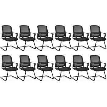 Tangkula Set of 12 Conference Chairs Mesh Reception Office Guest Chairs w/ Lumbar Support