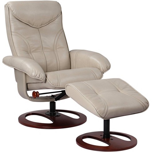 Benchmaster Taupe Swivel Ottoman, Reclining Leather Swivel Chair With Ottoman