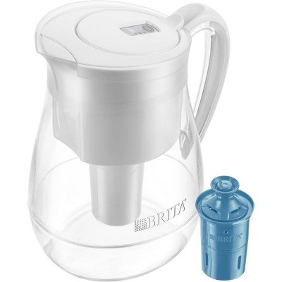 Brita Water Filter Monterey 10-Cup Water Pitcher Dispensers with Longlast Water Filter - White