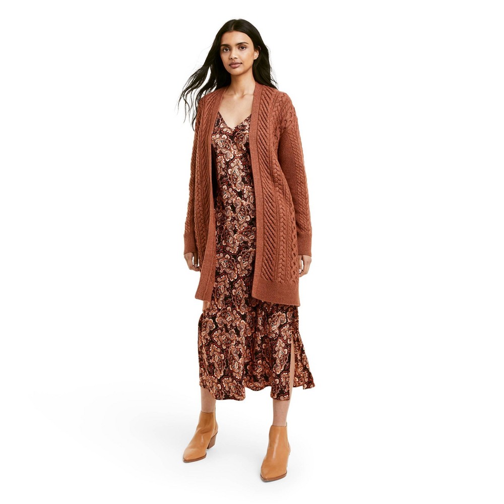 Small Women's Cableknit Cardigan - Nili Lotan x Target Brown 