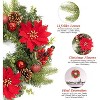 16" Christmas Wreath, Artificial Christmas Pine Needle Wreath with LED Lights, Indoor and Outdoor Holiday Decoration Wreath for Doors, Windows, Walls - 4 of 4