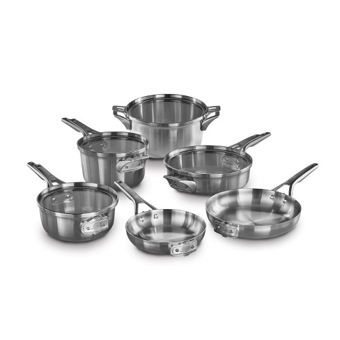 Stainless Steel Nesting RV Induction Cookware, 10 Piece Set, Black