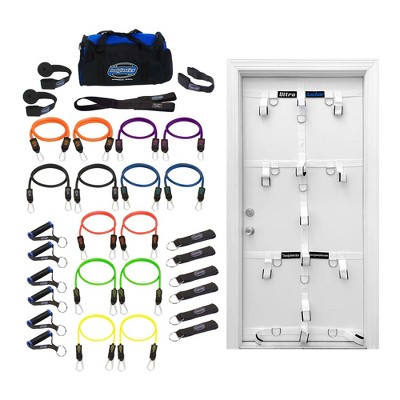 Bodylastics 31 Piece Exercise Equipment Max Tension Bundle Set with Ultra Door Anchor System, Strong Handles, and Anti Snap Weight Resistance Bands