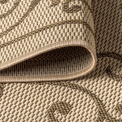 Charleston Vintage Filigree Beige & Brown 2'x8' Indoor/Outdoor Runner Rug