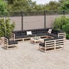 vidaXL Patio Sofa Set Modular Outdoor Garden Furniture 11 Piece Lounge Solid Pine Wood, Natural, 27.6" x 27.6" x 26.4" - 3 of 4