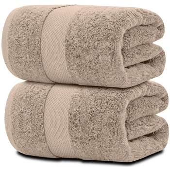 White Classic Luxury 100% Cotton 8 Piece Towel Set - 4X Washcloths, 2x Hand, and 2x Bath Towels - Taupe