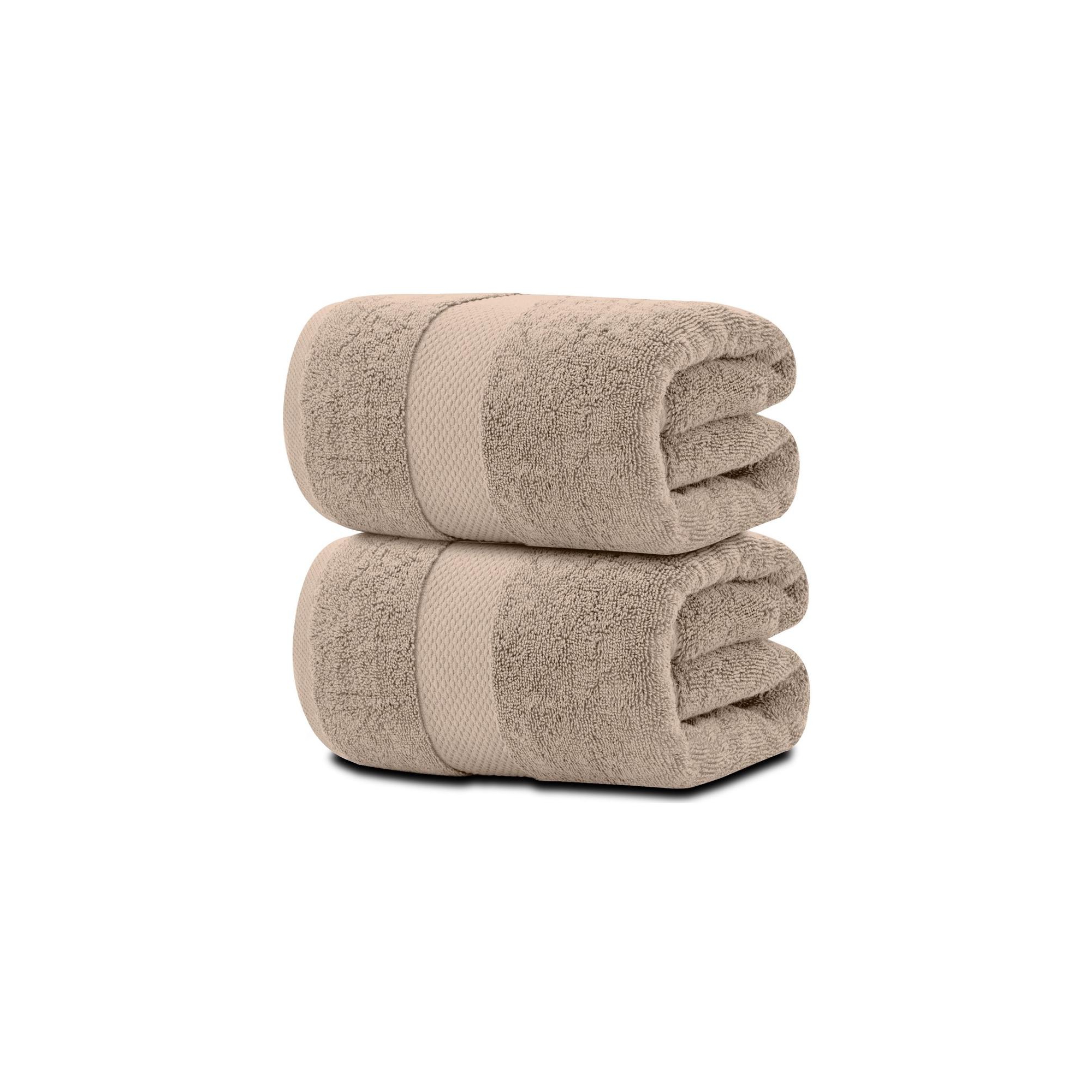 White Classic Luxury 100% Huge Cotton Bath Sheets Set of 2 - 35x70" Taupe