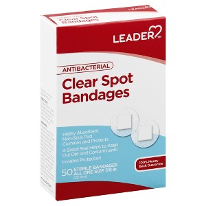 Leader Antibacterial Clear Spot 7/8 Inches Bandages 50 ea - 1 of 4
