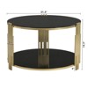 ALEXOUN 31.5 Inch Coffee Table,2-Tier Transparent Circle Glass Center Table with Storage Shelf & Metal Base,for Living Room,Office,Small Spaces - 3 of 4