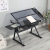 NicBex Adjustable Drafting Printing Table with Wheels,0-75°Home Office Set with 1 Desk&1 Stool,Tempered Glass,Home Workstation - 4 of 4