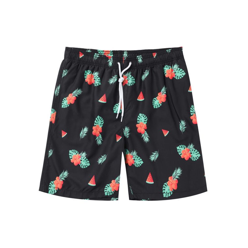 TATT 21 Men's Summer Casual Lightweight Drawstring Floral Printed Beach Shorts, 1 of 2