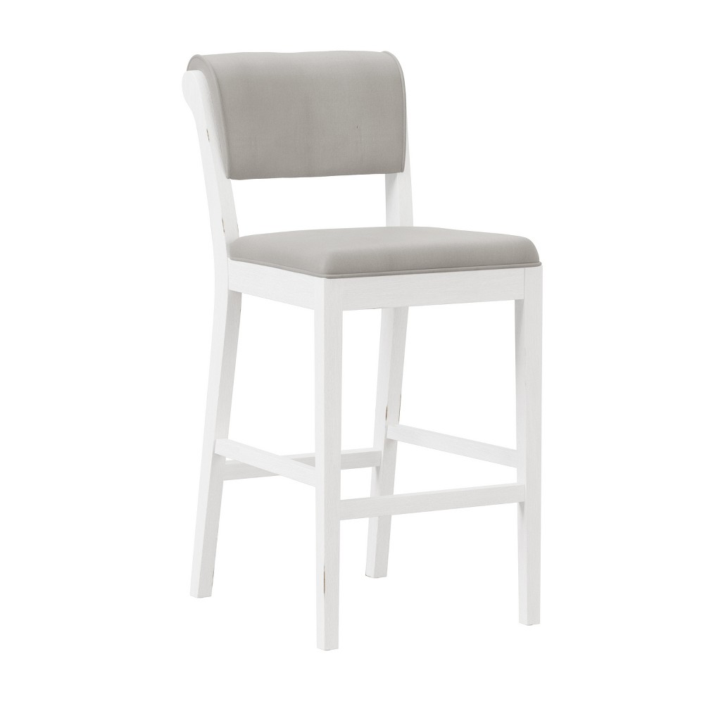 Photos - Storage Combination Clarion Wood and Upholstered Panel Back Bar Height Stool Sea White - Hills