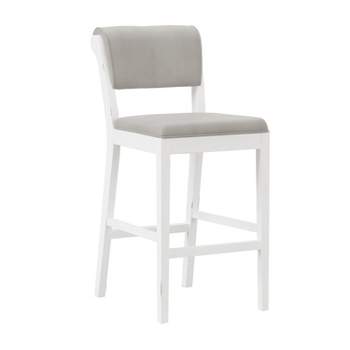 Clarion Wood and Upholstered Panel Back Bar Height Stool Sea White - Hillsdale Furniture