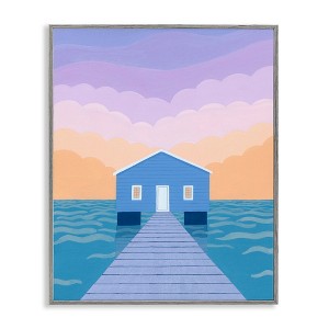 Stupell Industries Blue Boat Shed Sunrise Framed Giclee Art - 1 of 4