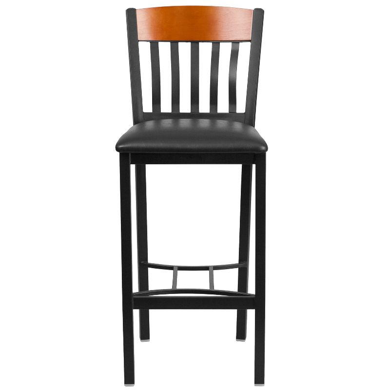 Flash Furniture Vertical Back Metal and Wood Restaurant Barstool with Vinyl Seat, 5 of 6