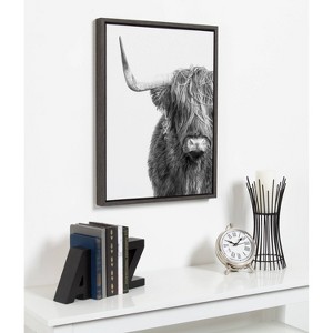 18" x 24" Sylvie Highland Cow Framed Canvas by Amy Peterson Gray: Wall Art Decor, Animal Theme - Kate & Laurel - 1 of 4