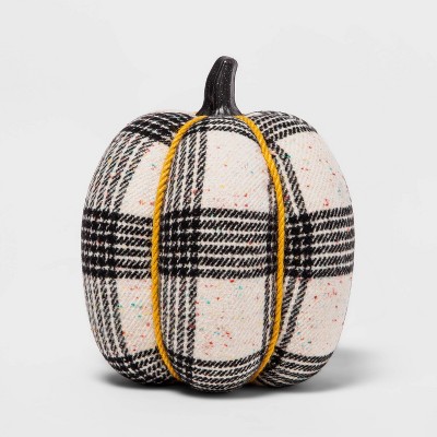 8.5" Large Harvest Fabric Wrapped Pumpkin with Tweed/Plaid Speckle - Hyde & EEK! Boutique™