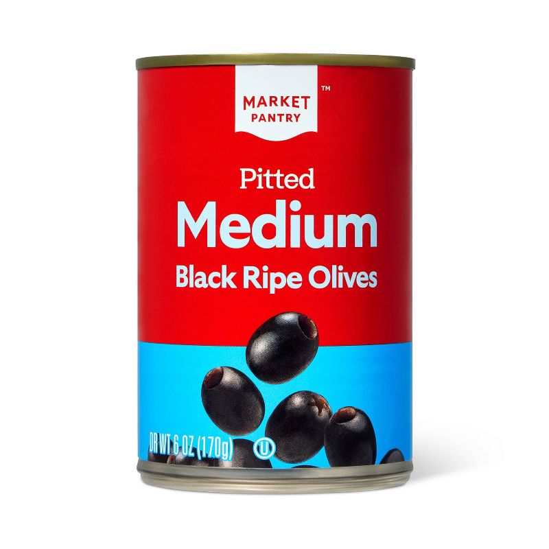 Medium Pitted Black Olives - 6oz - Market Pantry&#8482;, 1 of 4
