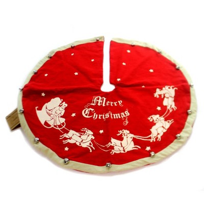 Primitives By Kathy 24.0 Inch Vintage Tree Skirt Small Bells Christmas Tree Skirts
