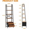 5 - Tier Ladder Shelf with 2 Drawers Narrow Bookshelf Storage Shelves Industrial Bookcase Freestanding Rack Units Bedroom - 3 of 4