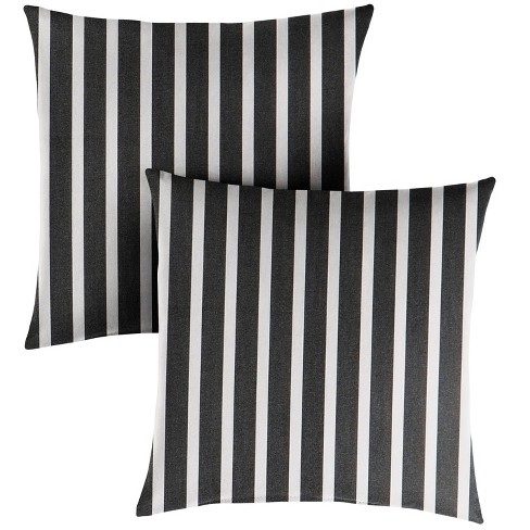 2pk Sunbrella Stripe Outdoor Throw Pillows Black White Target