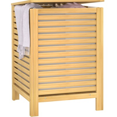 Aheaplus Bamboo 2-Section Laundry Hamper, 120L Large Laundry Basket with Lid and Removable Liner Bag