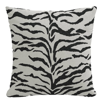 18"x18" Polyester Linen Zebra Square Throw Pillow Black - Skyline Furniture: Cotton Woven, Removable Cover, Indoor Use