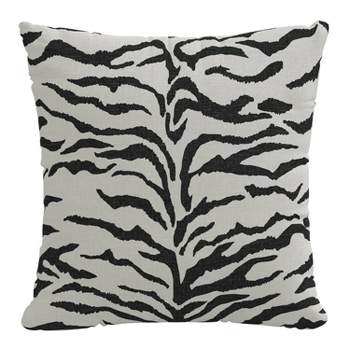 18"x18" Polyester Linen Zebra Square Throw Pillow Black - Skyline Furniture