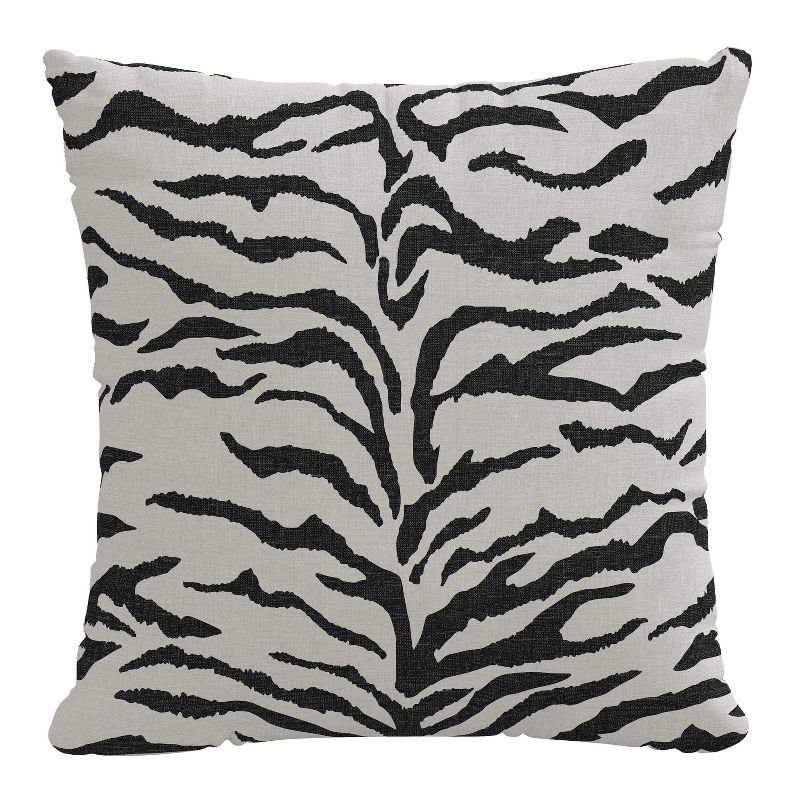 18&#34;x18&#34; Polyester Linen Zebra Square Throw Pillow Black - Skyline Furniture, 1 of 6