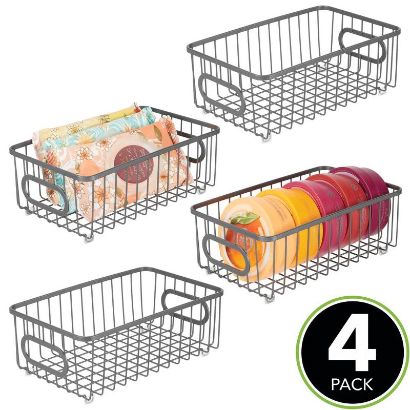 mDesign Metal Bathroom Storage Organizer Basket, 4 Pack, 2 of 7