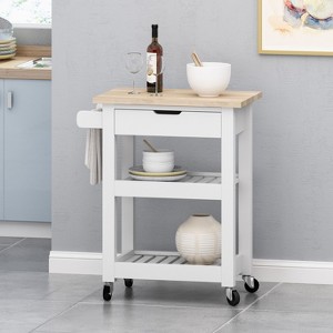 1 Storage Drawer Kitchen Island Utility Storage Cart,white-Christopher Knight Home - 1 of 4
