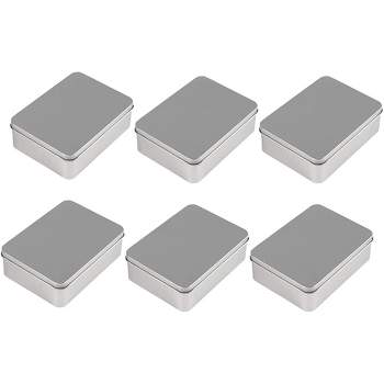 Juvale 6-Pack Silver Metal Cookie Tins with Lids - Small Rectangular Tins for Gift Giving, Home Organization (4.9x3.7x1.6 In)