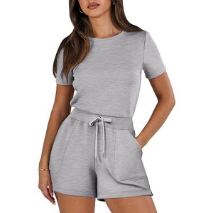 LEVEN SIXTEEN Casual Crewneck Romper With Pockets - 1 of 3