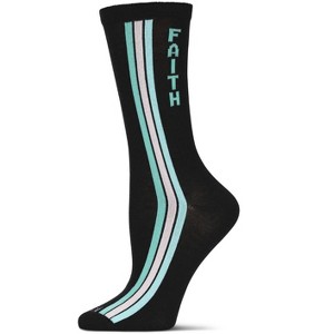 Memoi Women's Faith Rayon from Bamboo Crew Socks Black 9-11 - 1 of 2