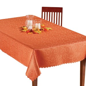 Collections Etc Fancy Scroll Scalloped Edge Festive Tablecloth - 1 of 2
