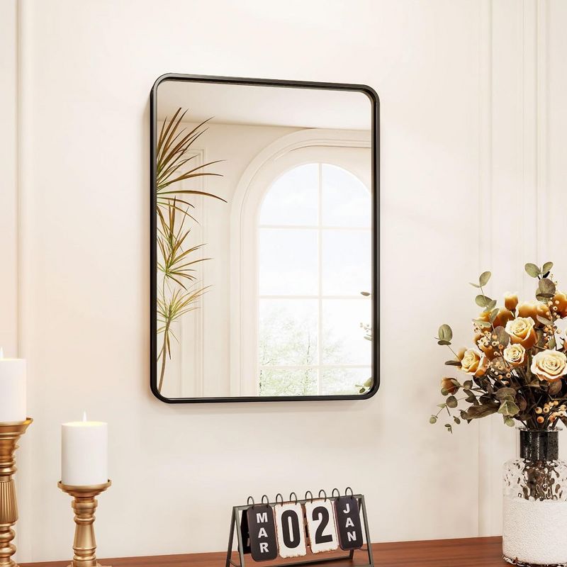 Whizmax Bathroom Rectangle Mirror, Black Mirror, Environmentally Friendly Resin Mirror, Anti-Rust, Hangs Horizontally or Vertically, 1 of 9