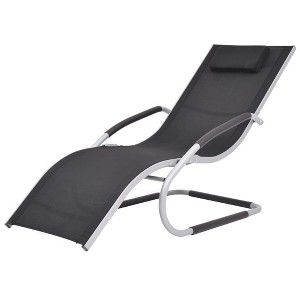 vidaXL Sun Lounger with Pillow Aluminum and Textilene Black - 1 of 4