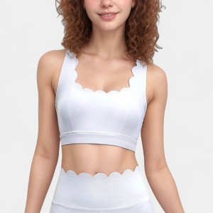 Anna-Kaci Active Women's Scalloped Edge Sports Bra Top with Wide Straps and Soft Stretch Fabric - 1 of 4