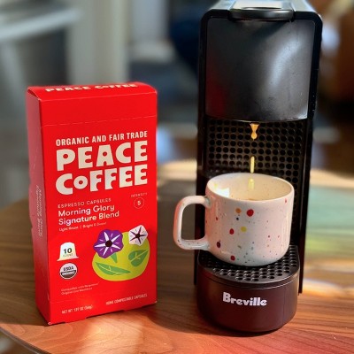Peace Coffee Morning Glory Light Roast Nespresso Original Line Compatible Espresso Coffee Capsules - 10ct